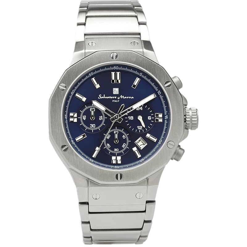 

[Salvatore Mara] watch men s chronograph 10 ATM water resistant business 20th anniversary Limited model SM18117SS (Navy)
