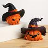 Mini Pumpkin Statue with Witch Hat Halloween Decoration Exquisite Workmanship Cute Pumpkin Figurine Table Festival Decoration