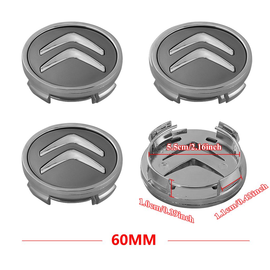 4 Pezzi 60mm Tappo Centrale Ruota Auto Sostituzione Tappi Centrali Ruota Neri Copertura Centrale Mozzo Ruota in ABS per Citroen C5 C3 C4 Accessori Auto