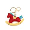 Women Leather Charms Bag Pendant KeyChain Cartoon Pony Rocking Horses Keyring Cute Animal Ornament Accessories