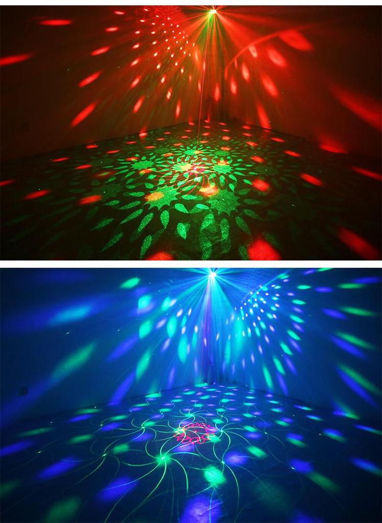 Seven-Color Sound-Activated Rotating Stage Laser LED Magic Ball for Parties & KTV Atmosphere.