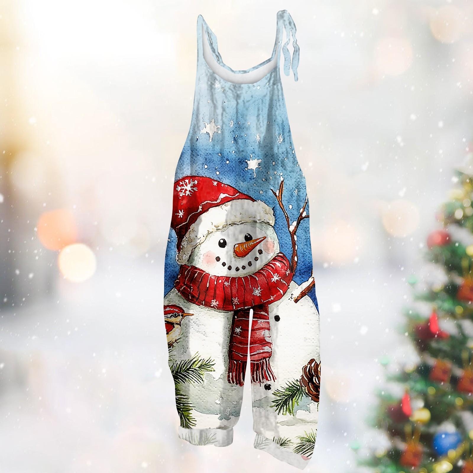 

Женский повседневный комбинезон без рукавов с рождественским принтом из хлопка M