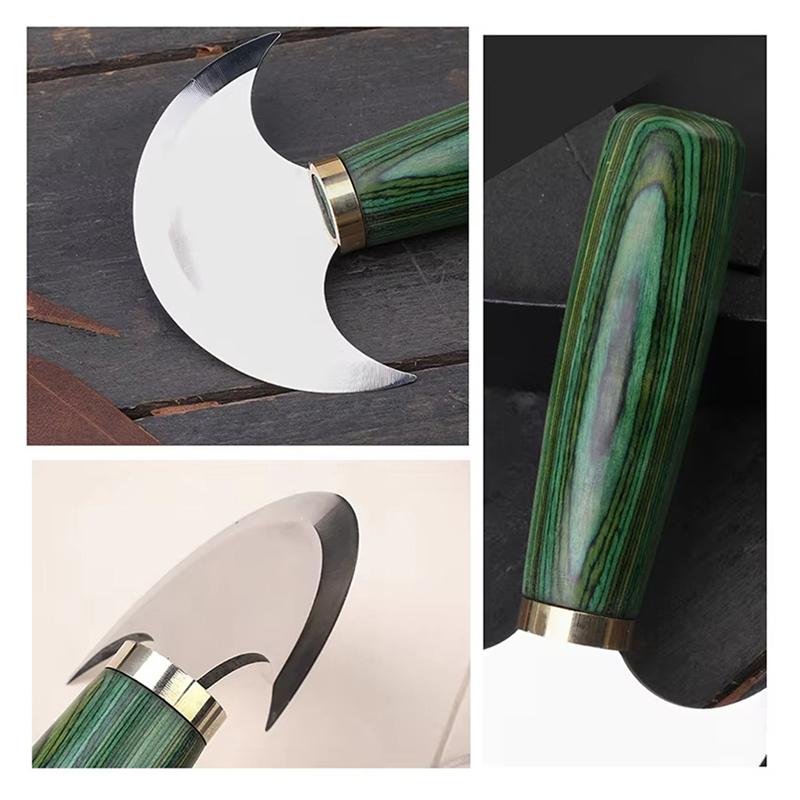 Professional Leather Half Round Blade DIY Leather Craft Handcraft Wood Handle Cutting Skiving Cutting Tool Cutter