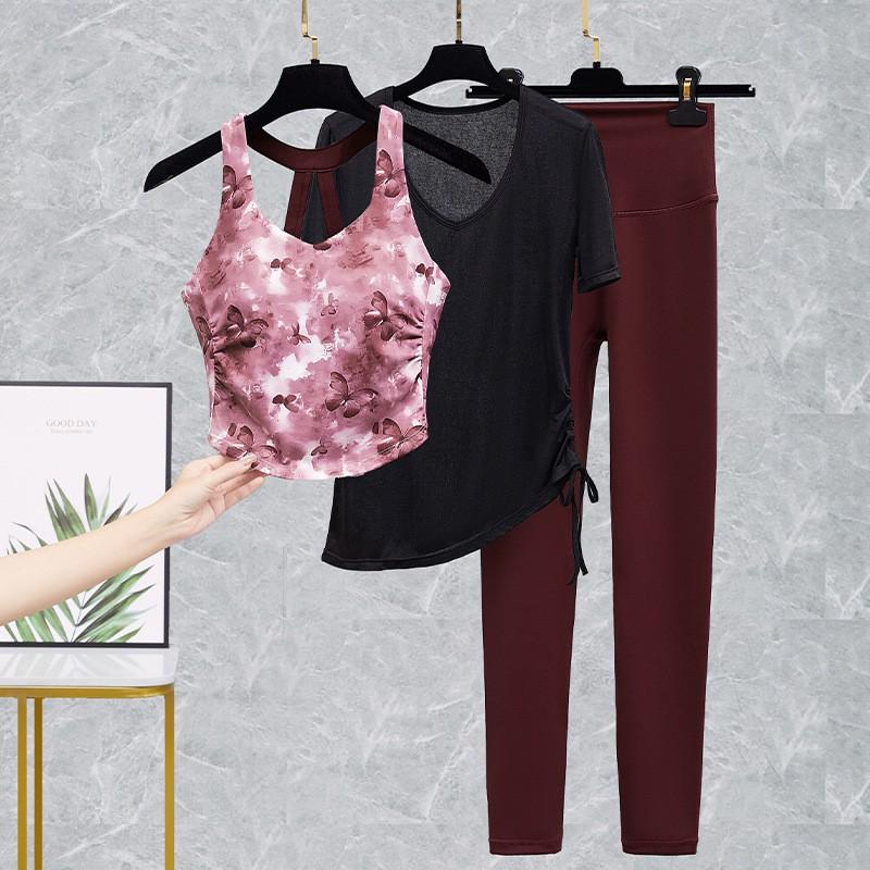 Women Dance Outfit Backless Crop Top High Waist Leggings 2Pcs Set Stage Performance