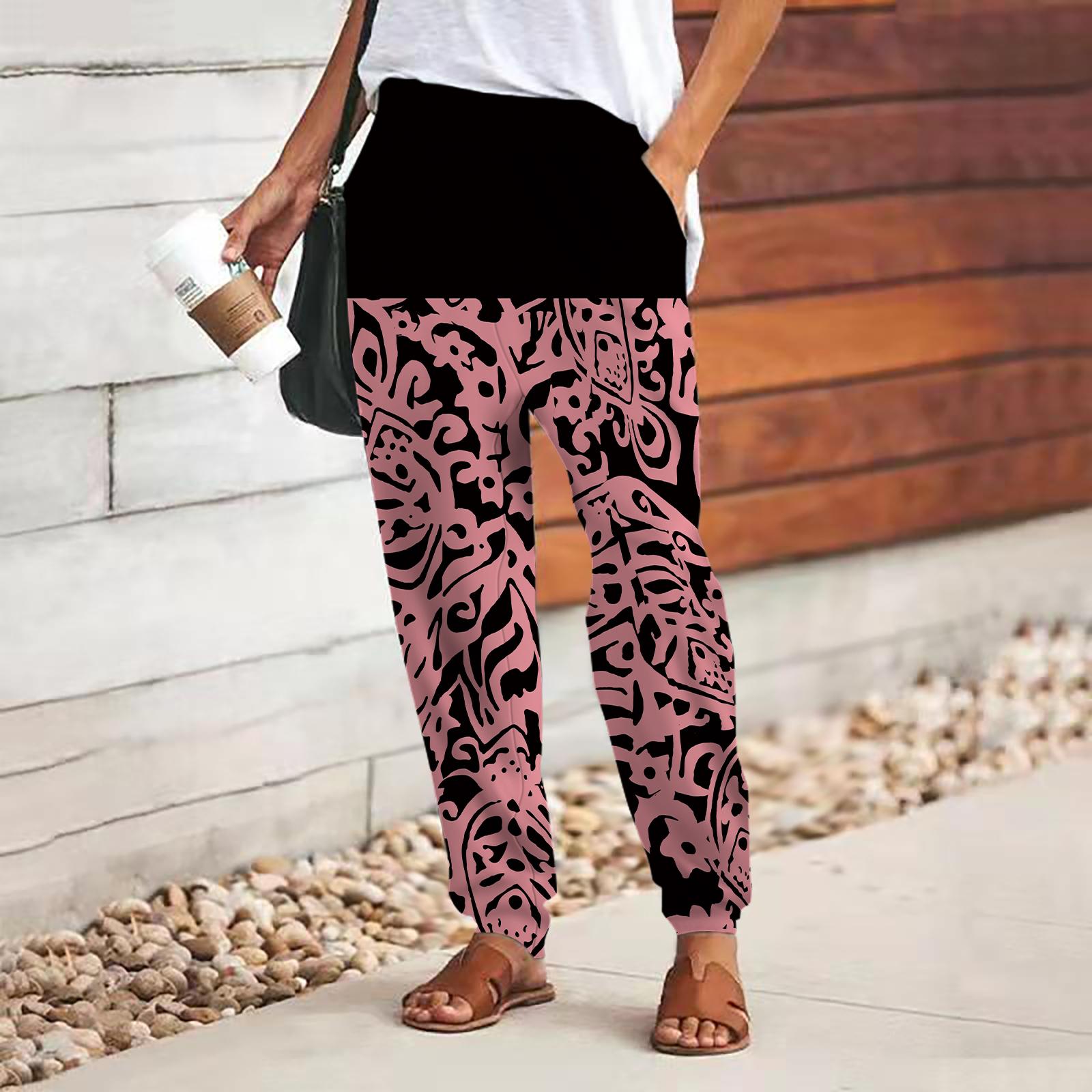 

Женские брюки с 3D-принтом в виде цветка синего цвета, свободные брюки со шнуровкой и эластичным поясом, повседневные длинные брюки с карманами 3XL розовый