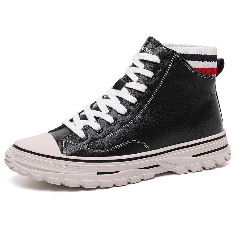 

Новые универсальные повседневные ботильоны в британском стиле на весну и осень, осенние туфли на плоской подошве в стиле хип-хоп с высоким берцем 44 чёрный