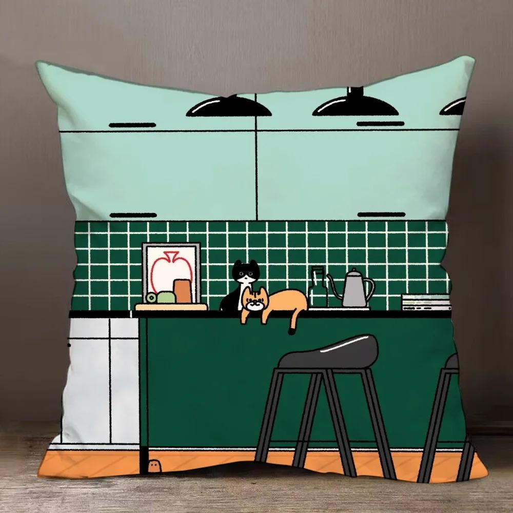 Living Scenery Pattern Pillowcase Dormitory Decoration Office Living Room Sofa Home Pillowcase