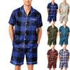 Men's Short Sleeve Pajama Set Button Down Shirt with Notched Collar and Matching Shorts Soft Comfortable Lounge Sleepwear S-XXXXL