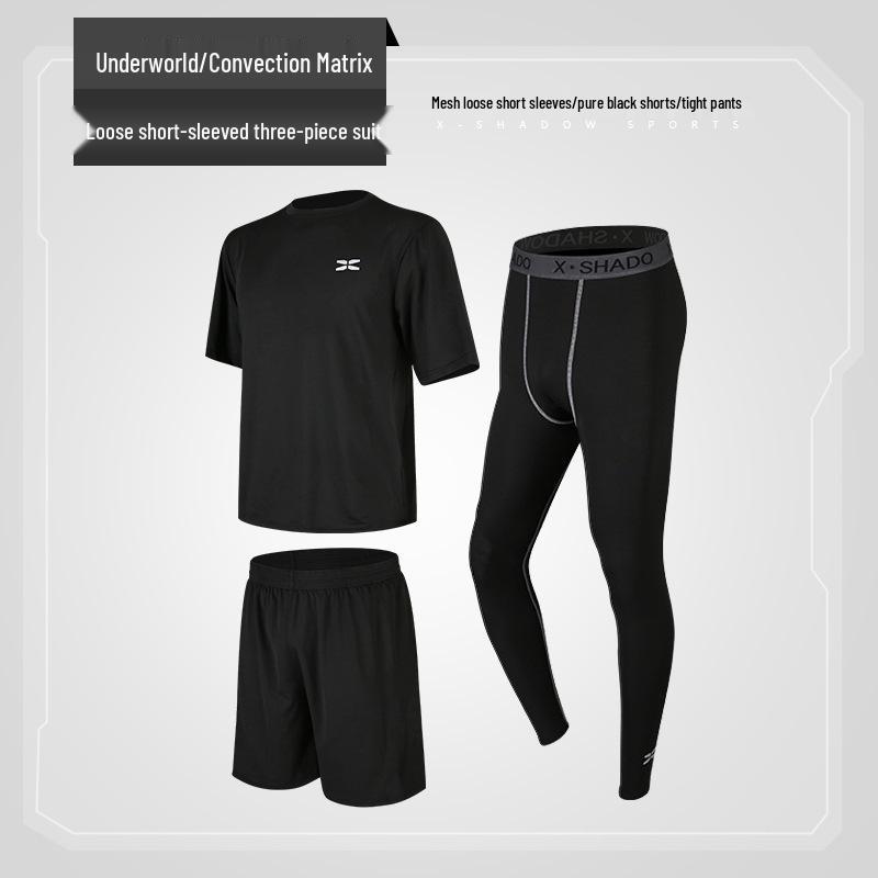 Men's Casual Running Sports Suit with Shorts and Short-Sleeve Top - Ideal for Fitness, Yoga, and Training.