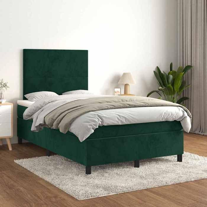Maison Exclusive - Bettlattenrost mit dunkelgrüner Matratze 120x190 cm