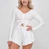 Exquisite Pajamas Long-sleeved Two-piece Set of Pure Cotton Sexy and Thin Autumn New Shorts Furniture Clothing Women