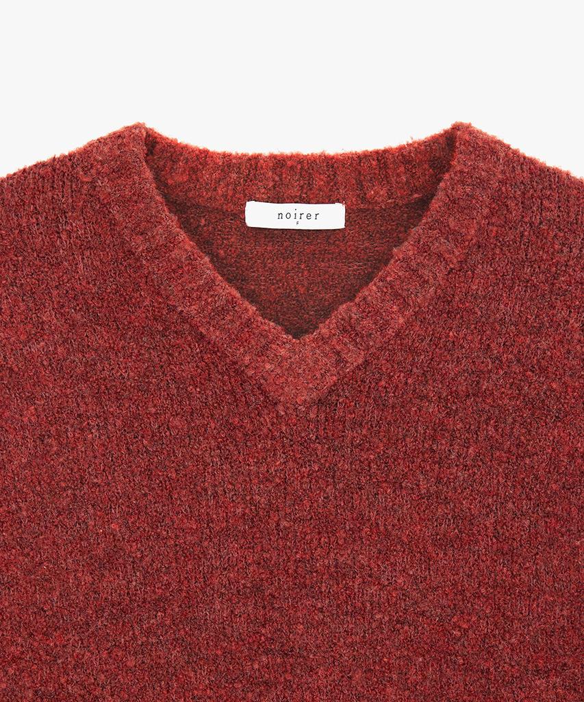 NOIRER FOR WOMAN Boucle V-Neck Oversized Sweater (Red)