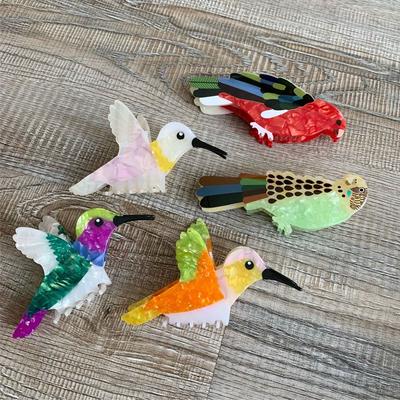 Sweet Cute Acetic Acid Hair Claw Grasp Hummingbird Bird Hair Clip Headwear Parrot Cartoon Animal Shark Clip Daily