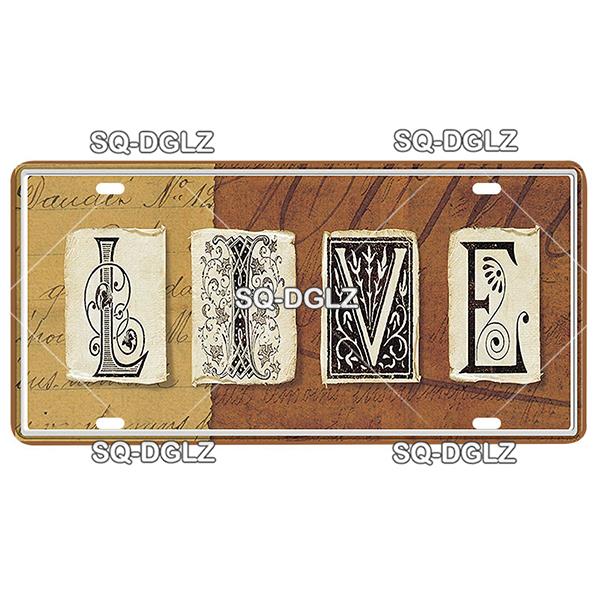 [SQ-DGLZ] Text Hope Love Home License Plate Tin Sign Store Bar Wall Decoration Metal Sign Home Decor Painting Plaques Art Poster