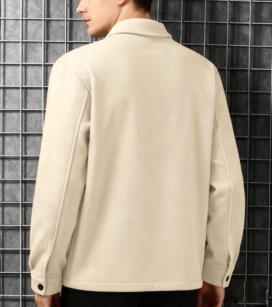 2025 New European & American Business Casual Men's Lapel Jacket - Autumn/Winter Solid Color Brushed Outerwear