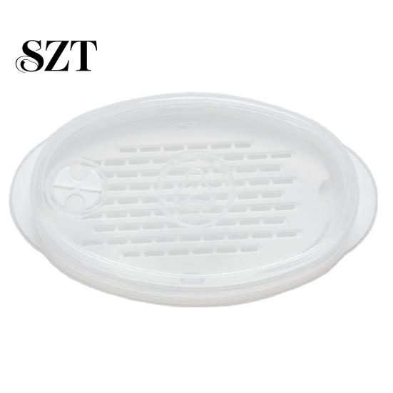 Microwaveable Fish Plate Steamed with Transparent Cover Steamer Pan Cooking Dish for Home Kitchen