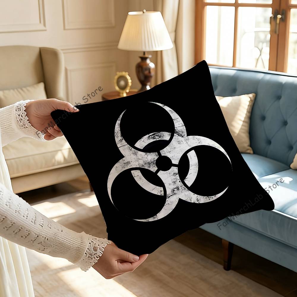 Warning Icon Danger Pillow Case Ultra Soft Skin Friendly Fabric Cloud Like Comfort Concealed Zipper