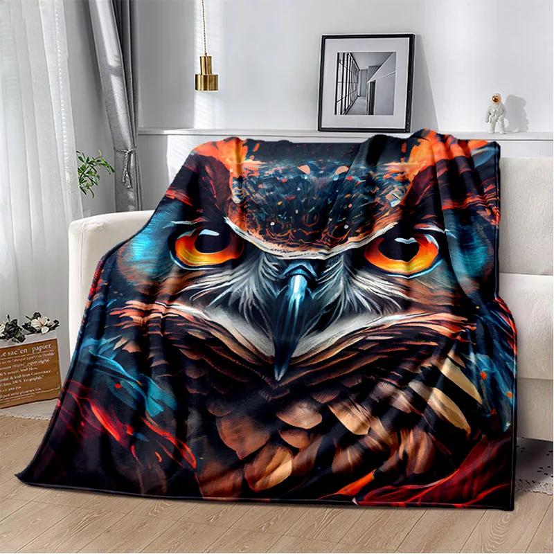 HD Colourful Cute Owl Cartoon Blanket,Soft Throw Blanket for Home Bedroom Bed Sofa Picnic Travel Office Rest Cover Blanket Kids