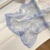 Spring and summer blue floral versatile thin small silk scarf women's mulberry silk yarn fashion neck protection small square scarf scarf