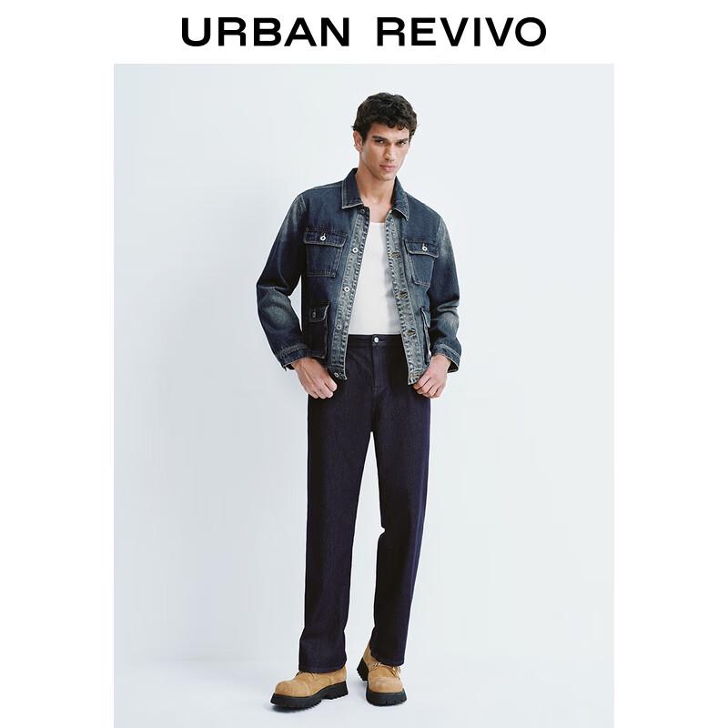 

UR2025 Men s Winter Casual Washed Multi-pocket Cotton Denim Jacket XL