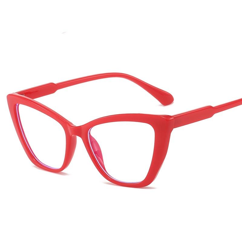 Women Flat Lens Cat Eye Contrasting Retro Flat Lens with Anti Blue Light Design Glasses That Can Be Matched with Prescription