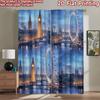 2D Flat Printing 2pcs Curtain Curtain London Night Skyline Digital Printed Polyester Drapes Family Party Decoration for Holiday