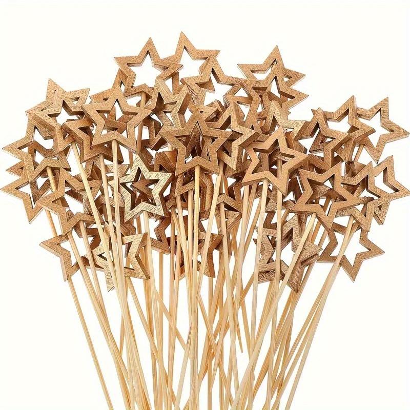 50 stücke Einweg bambus obst picks künstlerische obst picks liebe plum blossom fünf stern obst picks cocktail dekoration bambus picks