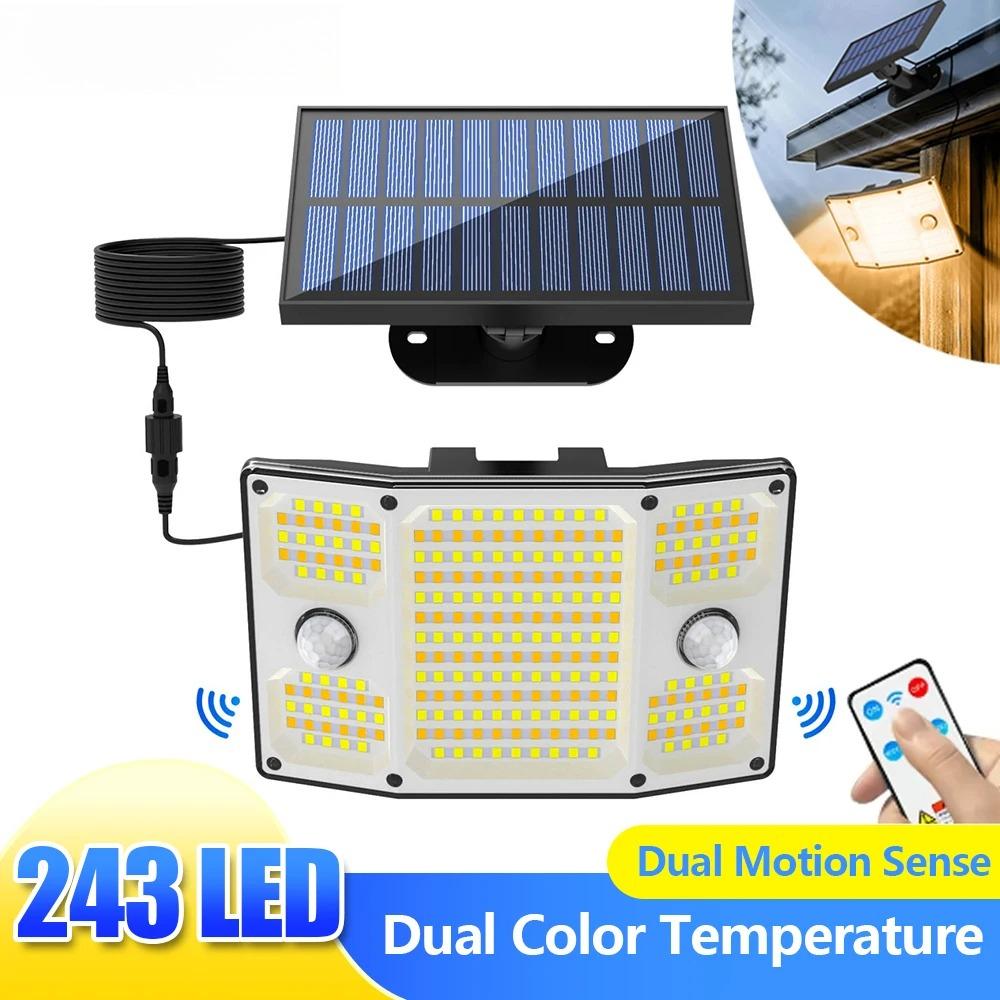 243LED Outdoor Solar Lights Garden Solar Powered Security Light Flood Light Motion Sensor 3 Mode Waterproof Garden Shed Yard