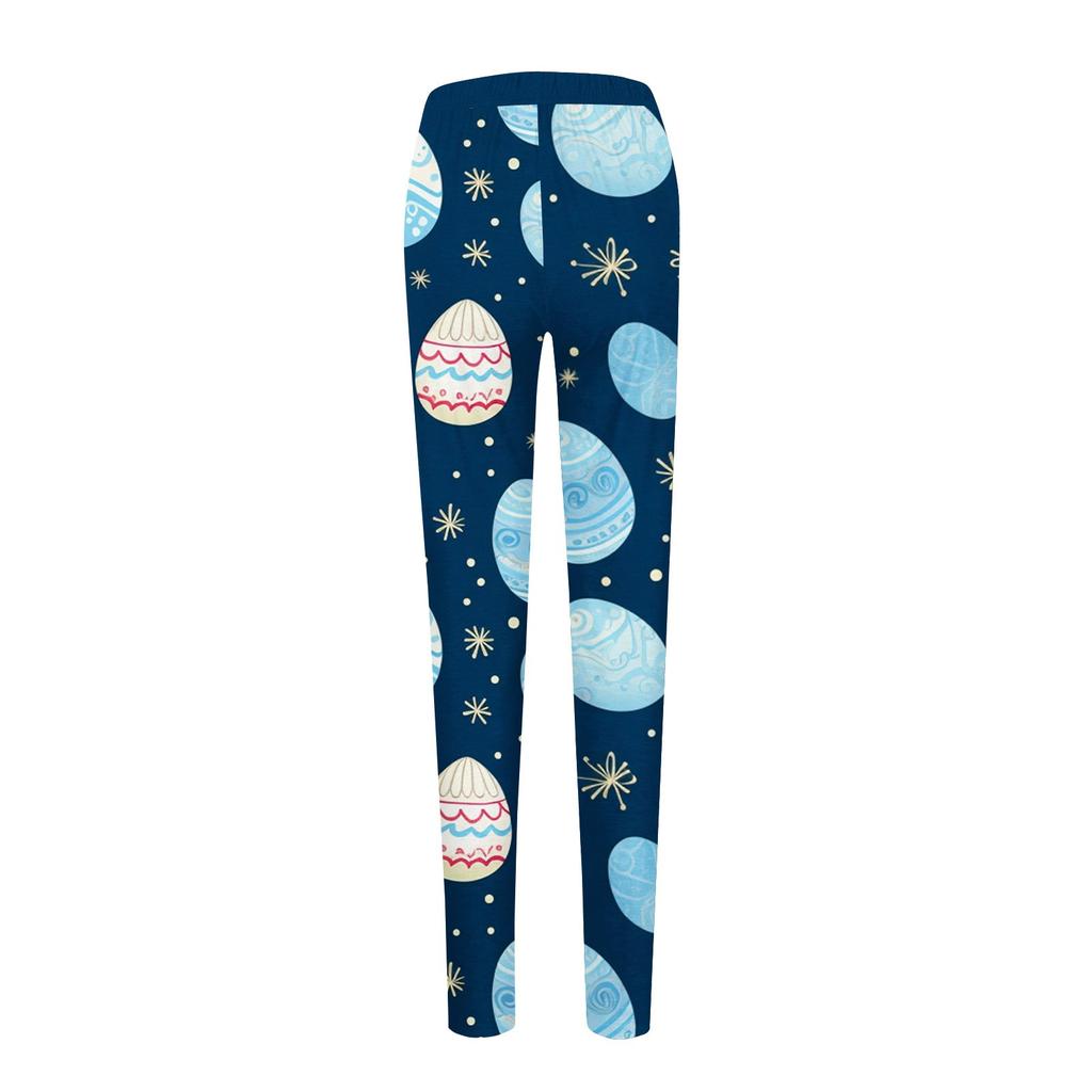 Spodnie damskie, rozciągliwe, miękkie, z nadrukiem wielkanocnym, spodnie do spania w domu