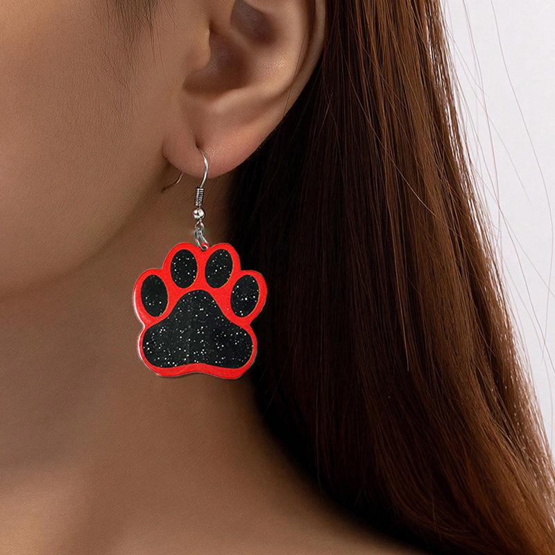 Cute cat paw pendant earrings cartoon pet footprint earrings women's jewelry gifts, earrings