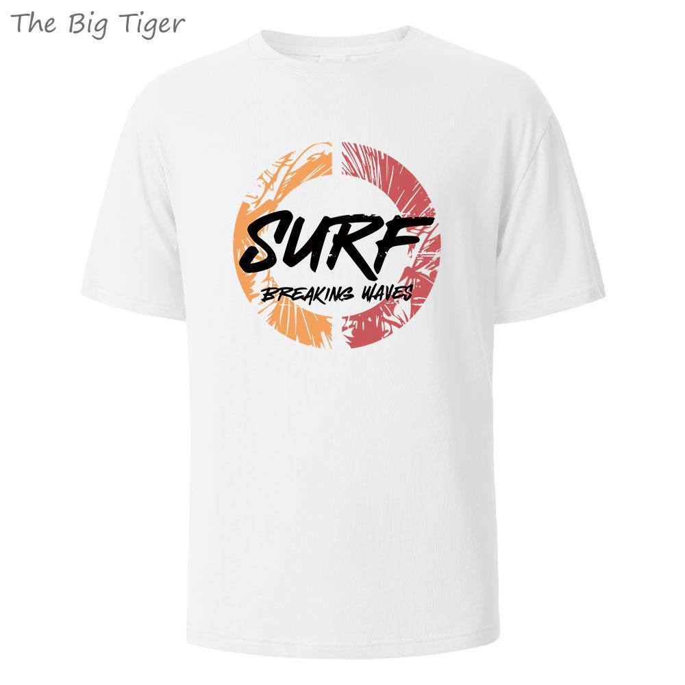 Surf Sommer Druck Klassisches Baumwoll-T-Shirt Schlichtes Rundhals-Design Atmungsaktives Material Unisex Kurzarm-Oberteil Herren T-Shirt