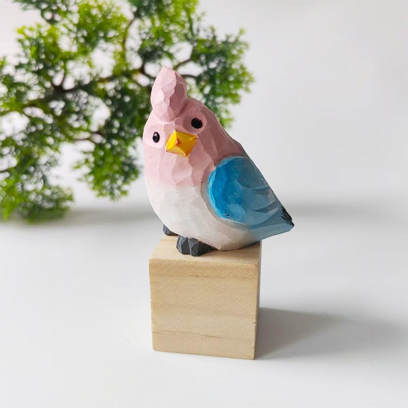Handgefertigter bemalter Phönix-Vogel aus Massivholz zur Dekoration von Zuhause oder Büro