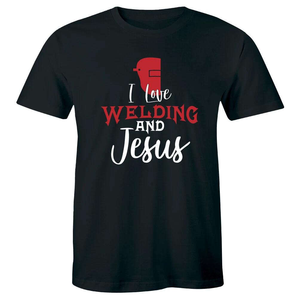 I Love Welding and Jesus Men s T-Shirt Religious Christian Faith Job Shirt L
