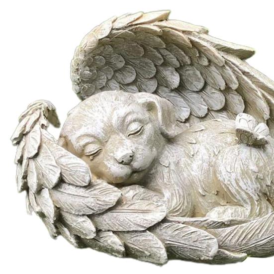 Mucegai de afișare Câine adormit Aripi de înger Design rafinat Grădină din rășină Accesorii ornamentale pentru casă pentru decor
