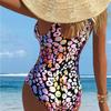 1011 Racing Swimsuit Women's European and American Skinny Printed One-piece Crew Neck Swimsuit Women's Swimsuit Skinny