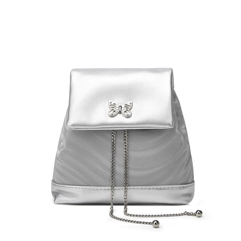 

Рюкзак с цепочкой-бабочкой, милый нишевый рюкзак с цепочкой-бабочкой, ветрозащитная сумка с цепочкой большой вместимости серебряный