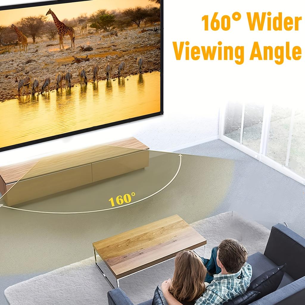 60-150 Inch Foldable Projection Screen Portable Polyester Display Fabric for Outdoor Movies Home Theater Office Meetings