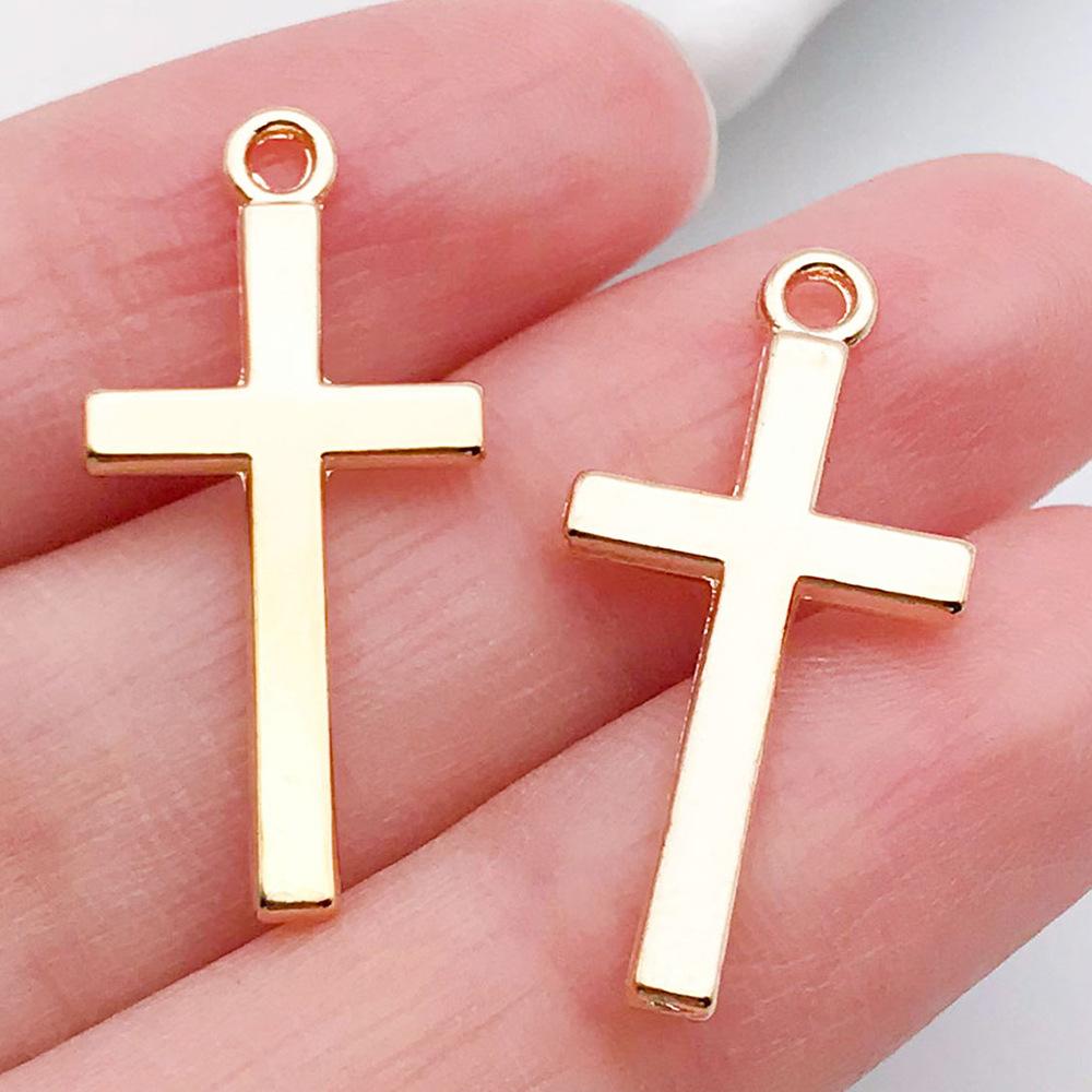 Vintage Kc Gold Love Cross Alloy Pendant Diy Bracelet Beaded Jewelry Accessories