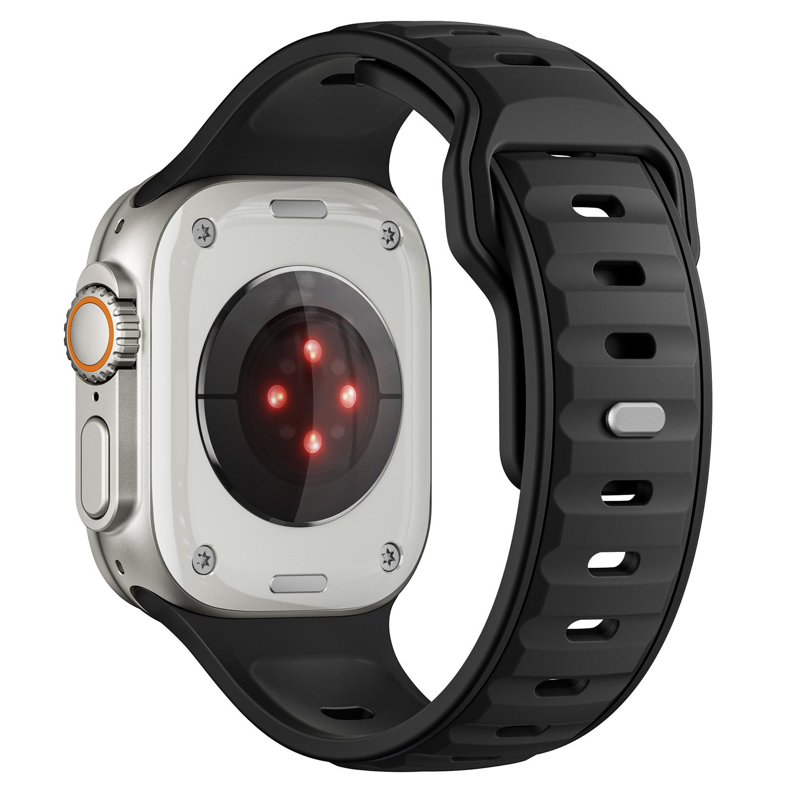 

Dual Color Silicone Strap for Apple Watch Series 10 46mm/Ultra 2 Ultra 49mm/Series 9 8 7 45mm/SE (2023) SE (2022) SE 6 5 4 44mm/3 2 1 42mm Black