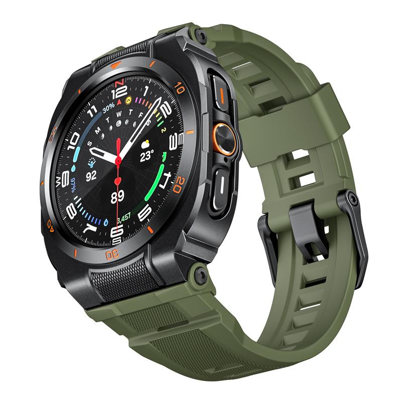 

Металевий корпус+Ремінець для Samsung Galaxy Watch Ultra 47 мм Силіконовий дихаючий ремінець Замінний ремінець для Samsung Galaxy Ultra 2025/2024 Correa Galaxy Watch Ultra 47mm зелений/чорний