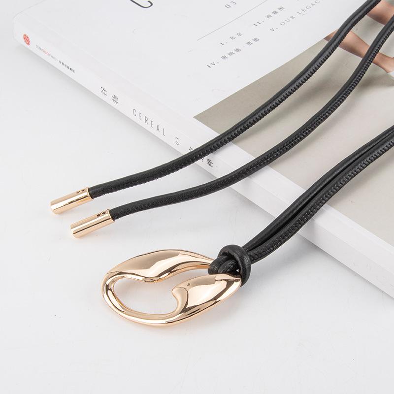 Pu Waist Rope Retro Decorative Dress Shirt Versatile Black Waist Chain Accessories Small Belt Women's Style