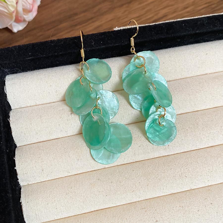 European and American Silver Needle Shell Round Resin Flower Stud Earrings Summer Small Fresh Earrings Niche Color Agent Dry Earrings