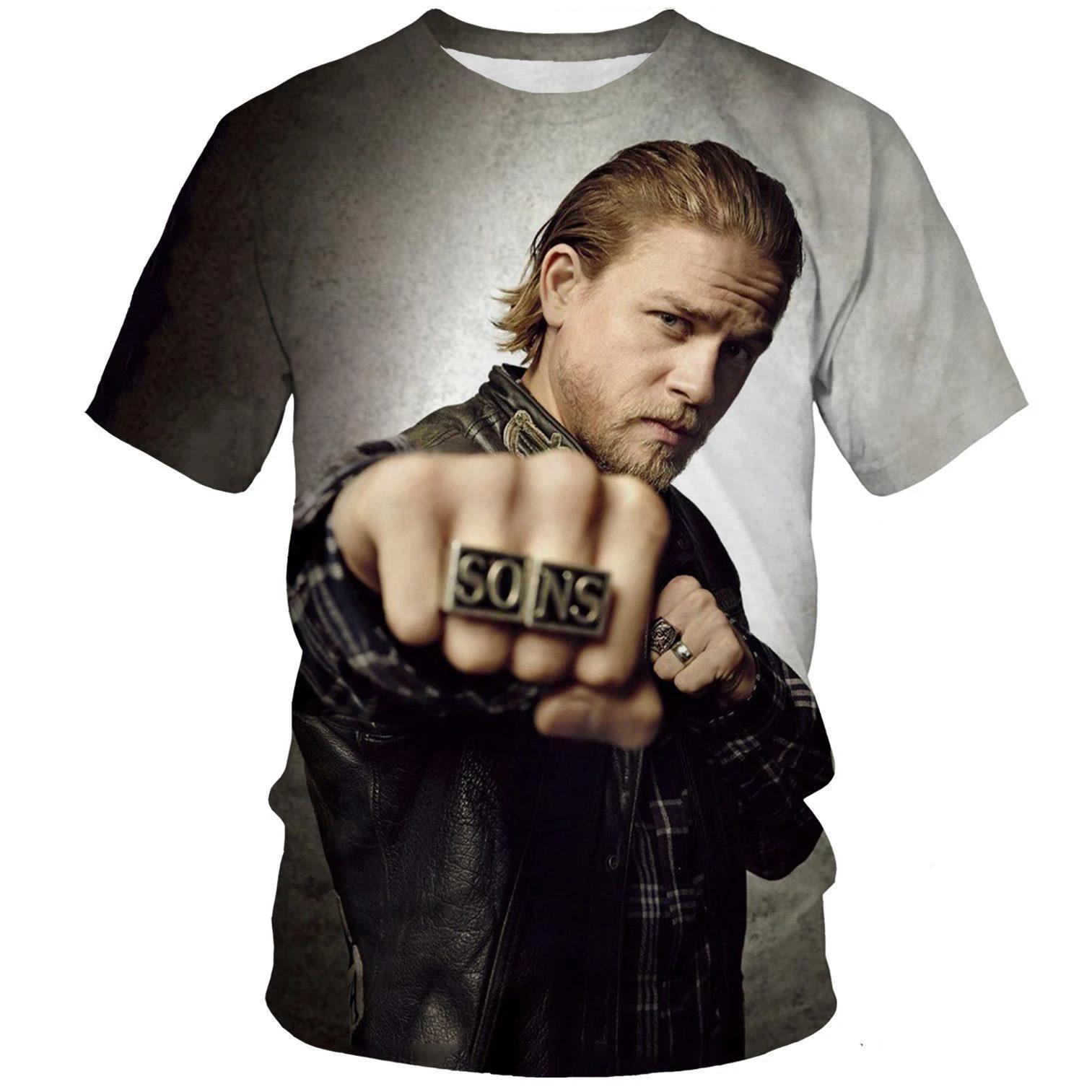WowClassic 3D Sons of Anarchy TV-serie Grafisch Bedrukte T-shirts Casual Korte Mouw Heren T-shirts - Zachte Medium Stretch Stof Zomer Relaxed Fit Kleding XXL