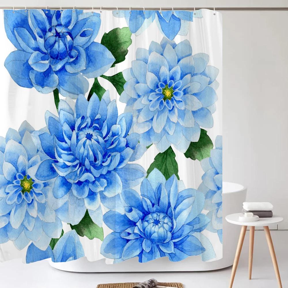 3D Butterfly Flower Printing Bathroom Curtain Polyester Waterproof with Hooks Home Decoration Shower Curtain Bathroom Screen