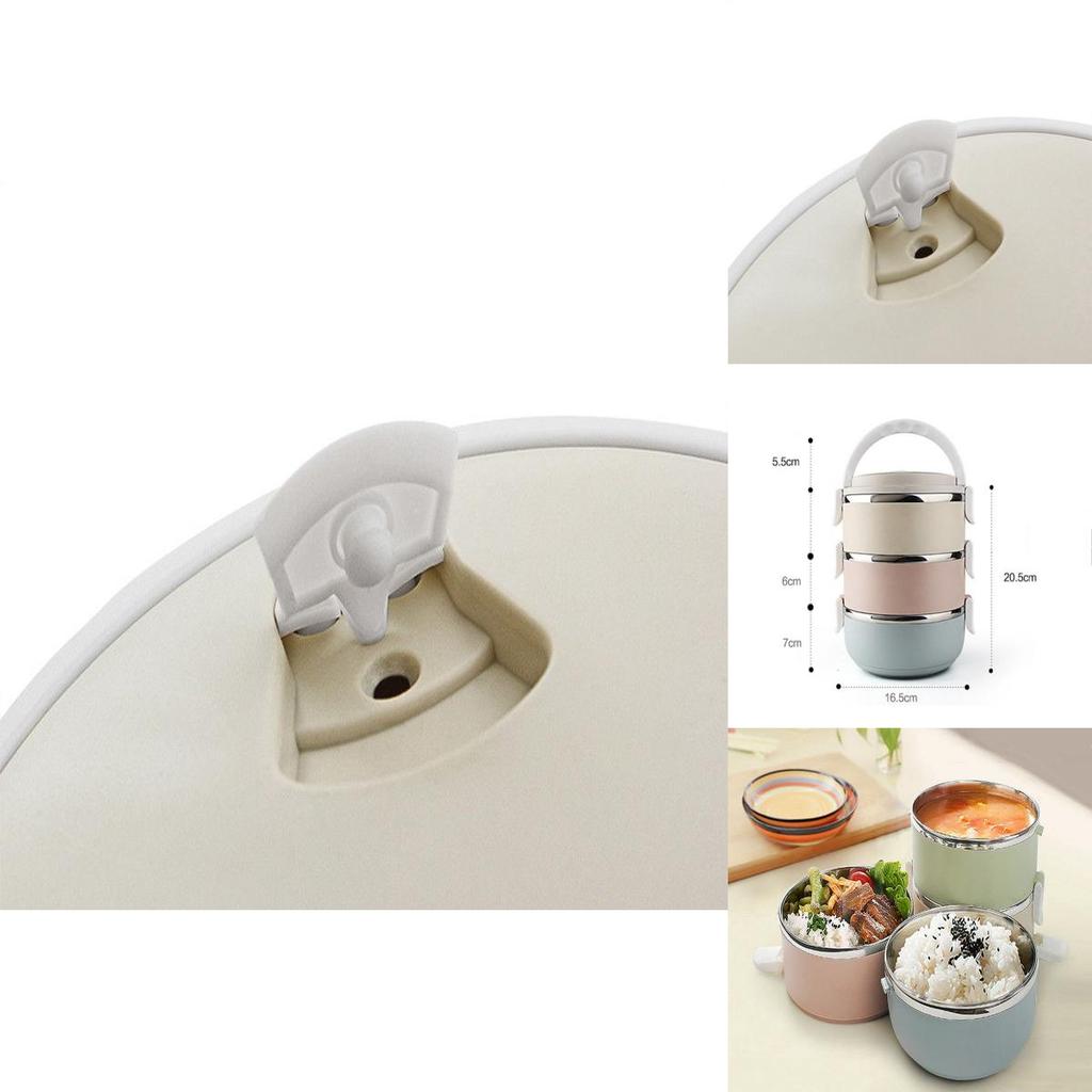 Vielseitige 3-stöckige Edelstahl-Thermobox für Bento-Boxen mit auslaufsicherem Design
