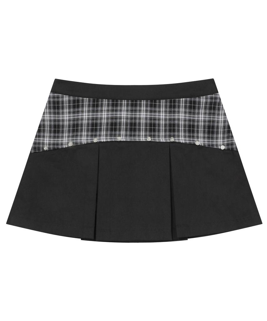 Mucent Stride Setup Check Color Block Mini Skirt