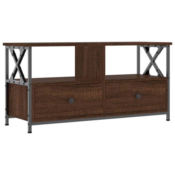 VidaXL Meuble TV chêne marron 90x33x45 cm bois d'ingénierie et fer 831797
