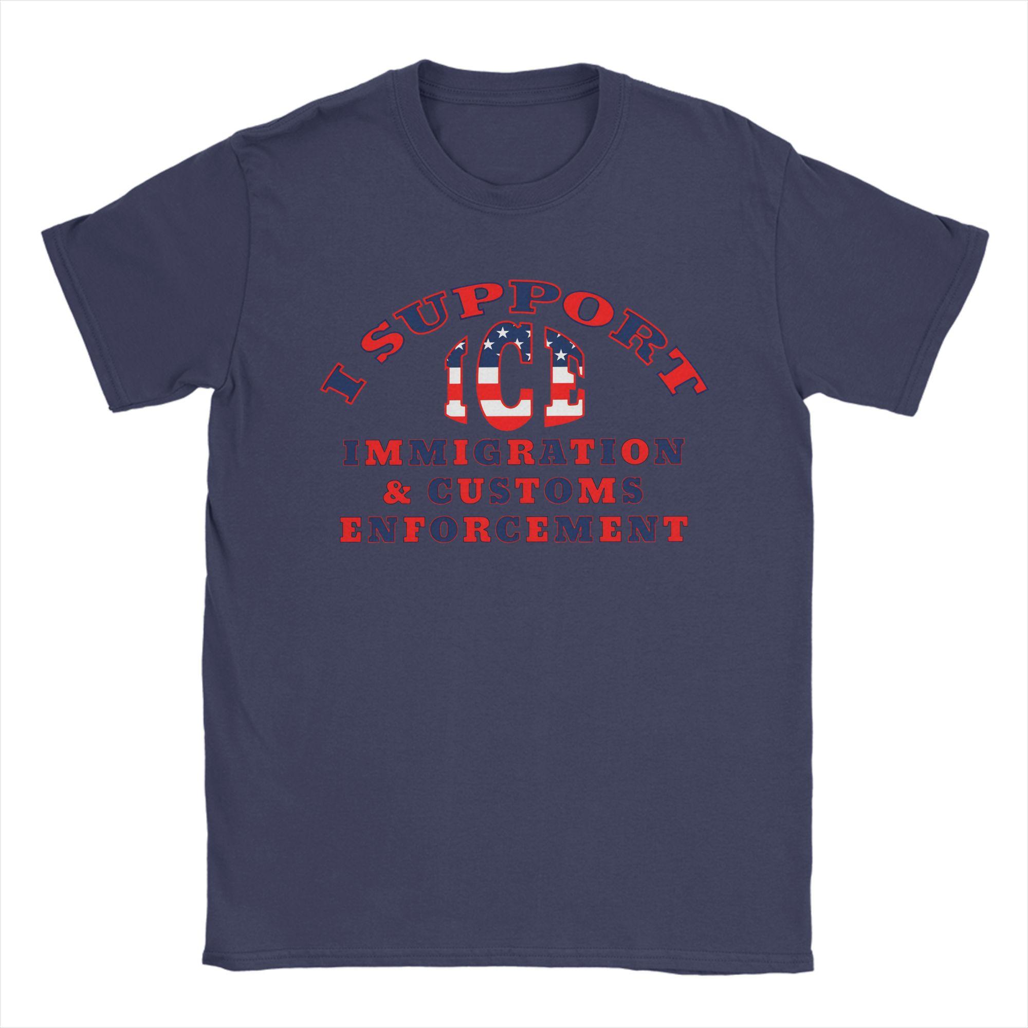 

Vintage I SUPPORT ICE IMMIGRATION CUSTOMS ENFORCEUnisexT TShirt for Unisex Round Neck Cotton T Shirts Short Sleeve Tees Gift Clothing 4XL
