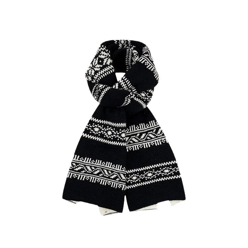 Women's Snowflake Double-Sided Knitted Scarf - Thick, Warm Vintage Shawl for Autumn/Winter In Korean Style
