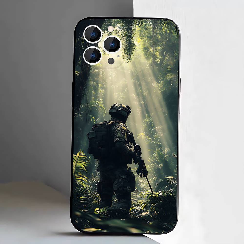 Army Special Forces Phone Case For iPhone 17,16,15,14,13,12,11,Pro,XS,Max,XR,Plus,E,SE4,Mini Black Soft Cover